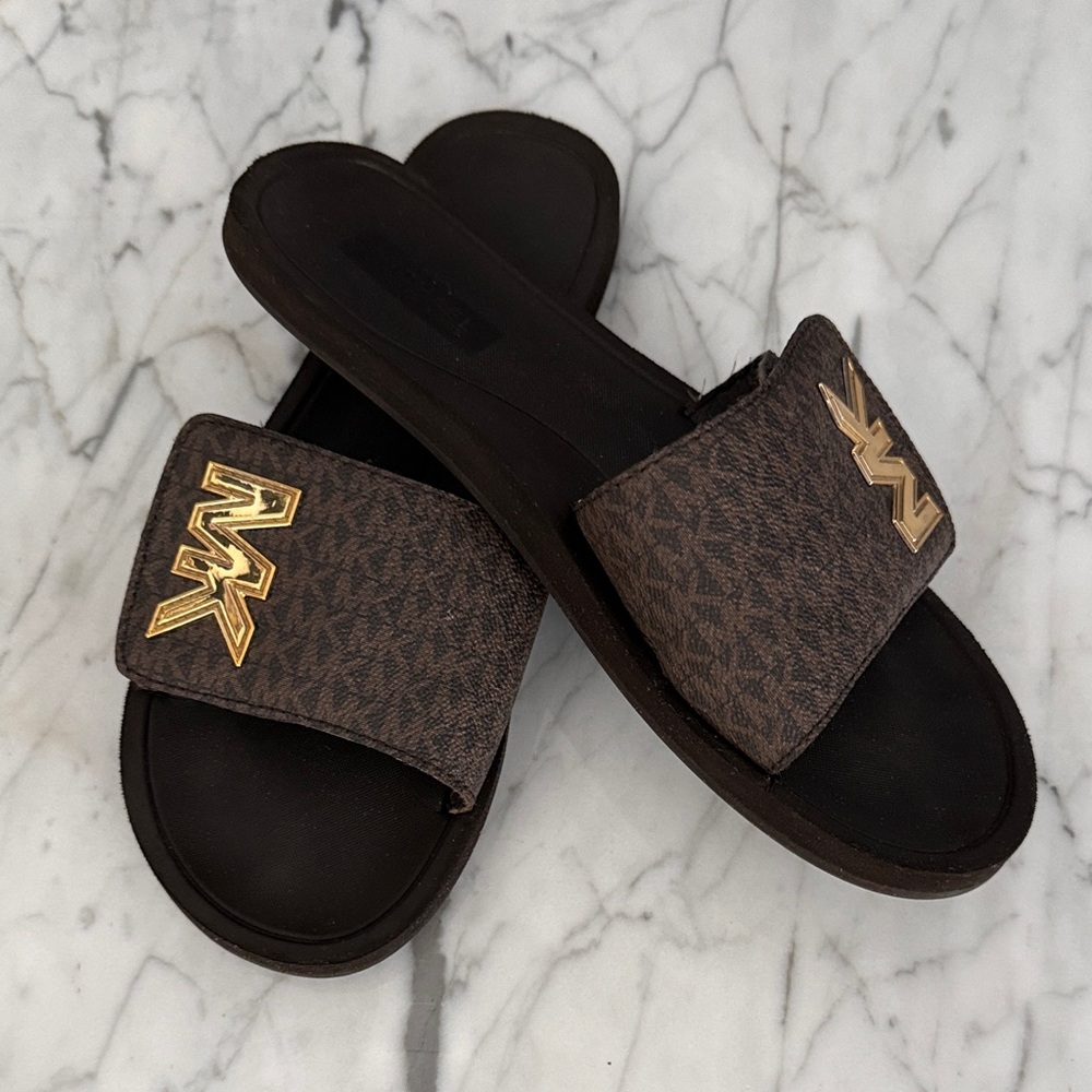 Michael Kors Brown Slide Sandals